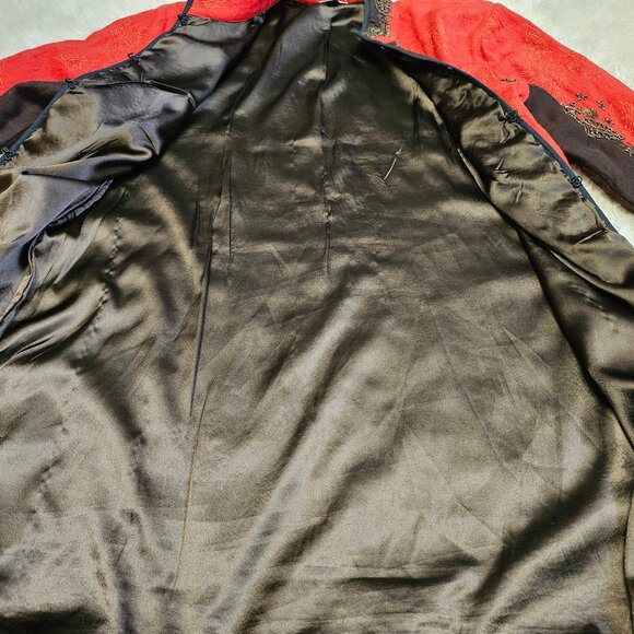 Chico's Women's Berry Red Heritage Beaded Coji Jacket Beaded Trim Size 2 - Picture 9 of 11